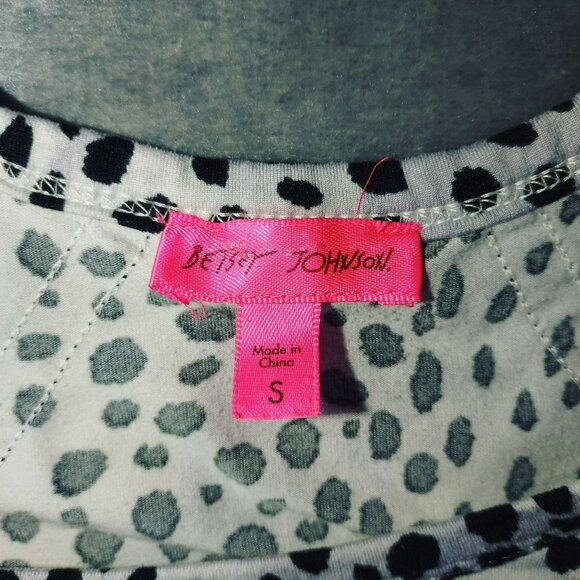 Betsy Johnson Sweatshirt Womens Small Black Grey Animal Print Kangaroo Pocket - Picture 6 of 11